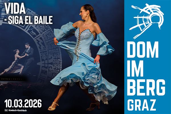 Werbung für die Veranstaltung Vida - Siga el Baile am 10.03.2026 im Dom im Berg.